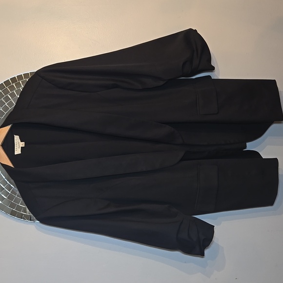 Eloquii Essential Tencel Oversize Lined Shawl Collar Crop Sleeve Open Blazer - Picture 13 of 13